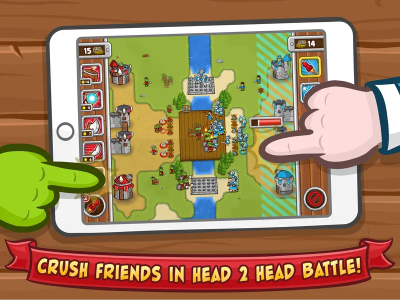 Two players' hands on either side of an iPad.